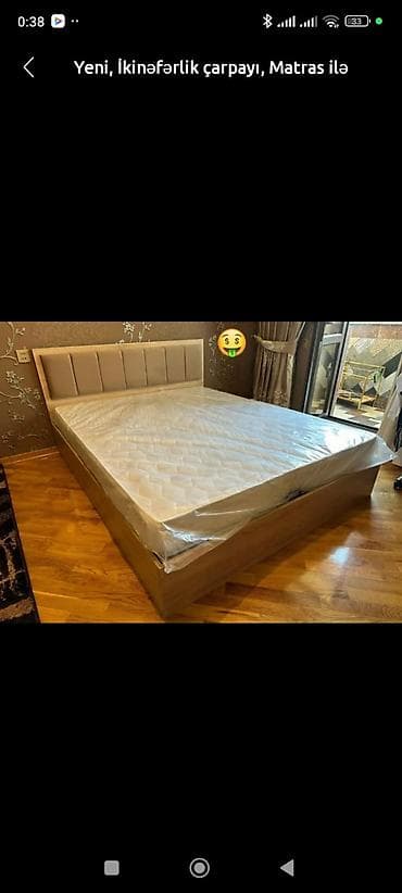 İkinəfərlik çarpayı, Bazalı, Matras ilə, Siyirməsiz — 2