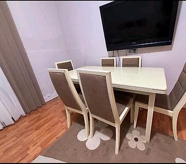Qonaq otağı üçün, İşlənmiş, Açılmayan, Dördbucaq masa, 6 stul — 1