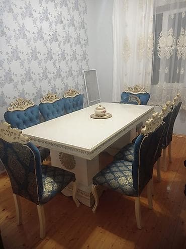 divan dəsdi: Klassik üslubda qonaq otağı dəsti - Yemək masası: iri ölçülü — 1