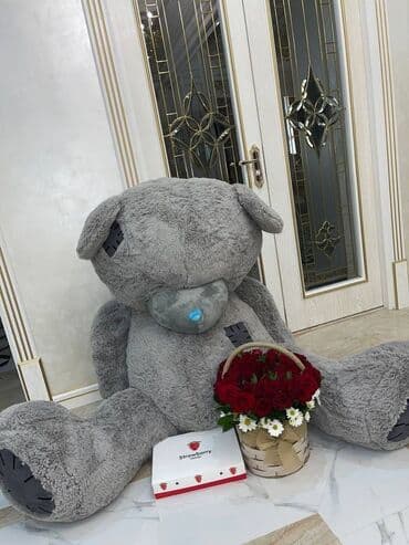 2metrlik teddy🧸Böyük boz rəngli oyuncaq ayı, uşaqlar və böyüklər üçün