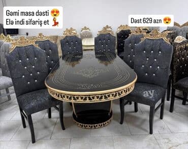 Qonaq otağı üçün, Açılmayan, Oval masa, 6 stul lalafo.az -da Qonaq otağı üçün, Açılmayan, Oval masa, 6 stul