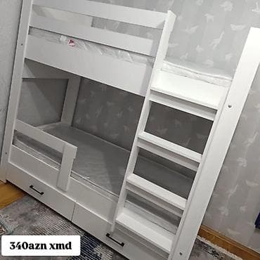 İki mərtəbəli uşaq çarpayısı – ağ rəng - Material: möhkəm