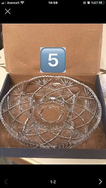 çay servizi: Şüşə/kristal qablar dəsti - Meyvə və şirniyyat üçün ayaqlı vazalar — 4