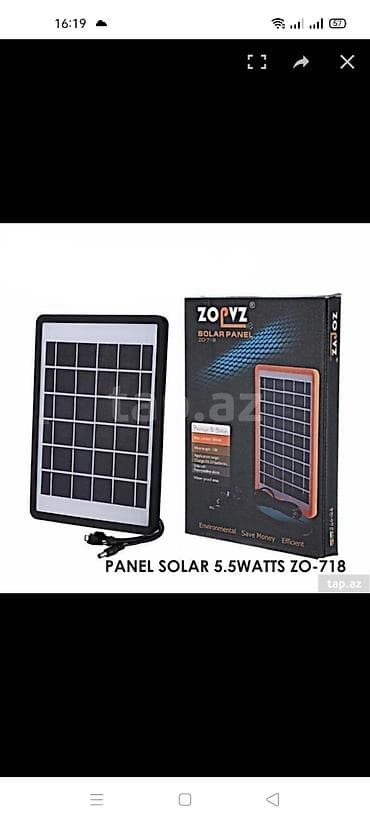 Ana platalar: Güneş paneli Gücü 6 volt 12 watt Maksimum cereyan 2000 mA Kabelinin — 1