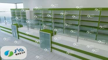 Aptek mebelin yığılması SİA group. Bizdən təklif almadan vitrin