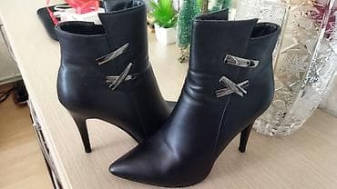 botlar: Qadın çəkmələri – zərif qara botilyon - Model: iti burunlu, incə — 1