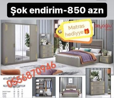 termo tek: İkinəfərlik çarpayı, Termo, Dolab, 2 tumba, Azərbaycan, Yeni — 7