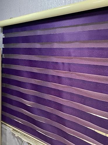 ucuz perdeler bakida: Zebra jalüz pərdə – bənövşəyi rəngdə, zolaqlı dizayn. - İşıq keçirmə — 2