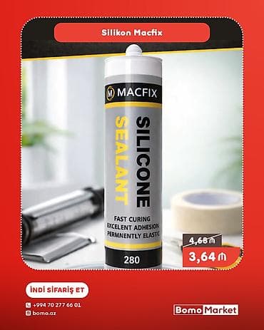 Silikon Macfix – peşəkar mastika - Növ: Silicone Sealant - Həcm: 280