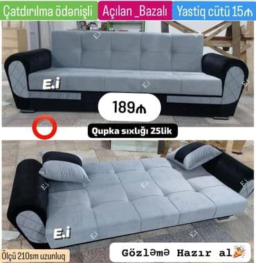 metbex divanı: Диван, Новый, Раскладной, С подъемным механизмом, Платная доставка — 1