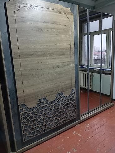 Sürgülü qapılı dolab - Material: ağac teksturalı laminat və dekorativ