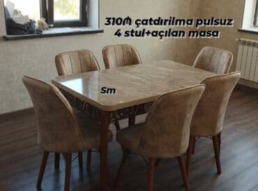 Masa və oturacaq dəstləri: Mətbəx üçün, Yeni, Açılan, 4 stul — 27