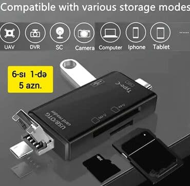 Çoxfunksiyalı KART OXUYUCU ADAPTERİ. SD, TF, CF kartları, eləcə də — 4