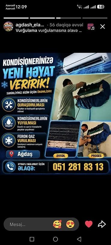 Kondisionerlərin peşəkar yuyulması və qaz vurulması — 4