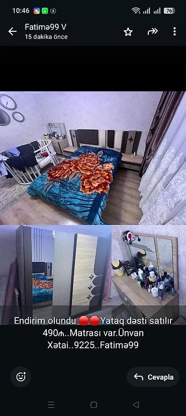 Endirim olundu 🛑🛑Yataq dəsti satılır 490₼. Matrası var.Ünvan