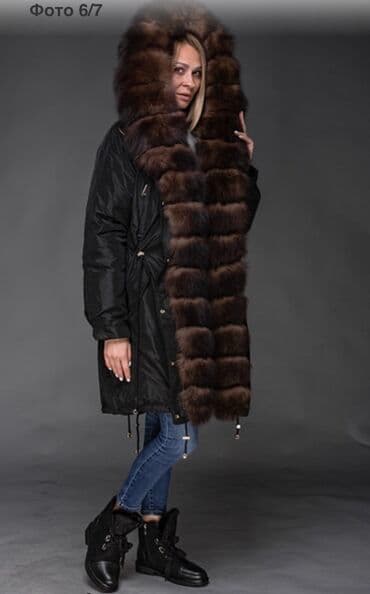 женские шапки из чернобурки: Парка с мехом песца, Одевали пару раз, как новая, размер S-M — 2