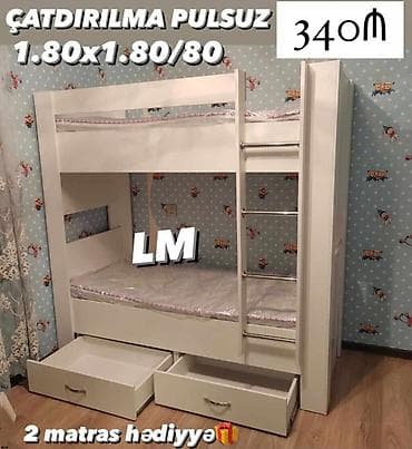 matraslar: İkimərtəbəli çarpayılar 2 matras hədiyyə🎁 Bir başa istehsaldan✔️ — 4