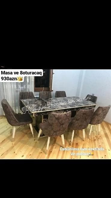 stol stullar: 😍 *Masa 8 oturacaq cemii 900 azn* Yuksek keyfiyyet 🌈 *Parca Reng — 1