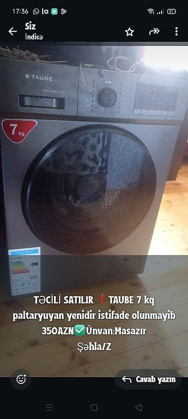 pro gainer: TAUBE TB70100DSL paltaryuyan maşın – 7 kq tutum - Ön yükləməli, geniş — 1