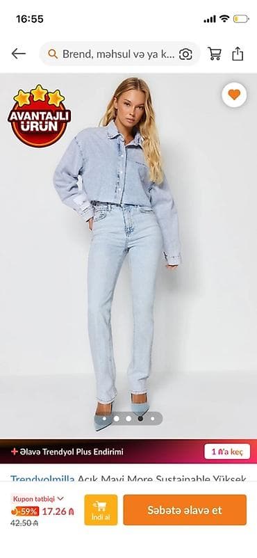 jeans: Cinslər, Trendyolmilla, XS, rəng - Mavi — 2