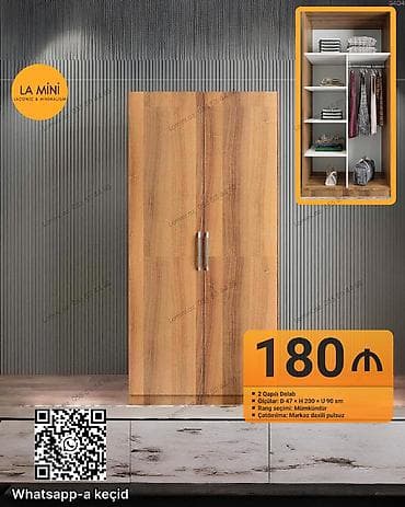 2 qapılı, Digər rəng, Taxta, Açılan, Düz dolab — 1