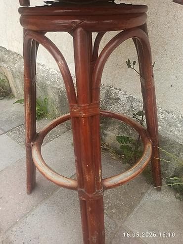 Rattan bar taburesi - Material: təbii rattan/çəpər hörgü arxa dayaq — 3