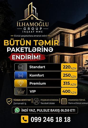 ремонт квартир баку: İlhamoğlu Group İnşaat MMC – Peşəkar təmir xidməti Bütün təmir — 1