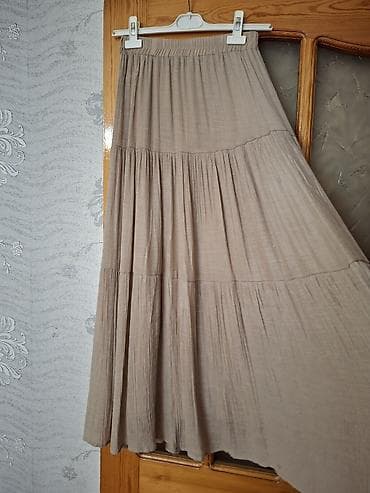 gun eynəyi: Bej rəngli uzun ətək - Stil: qat-qat kəsim, yüngül plisə effektli — 2