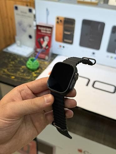 Smart saatlar: Apple Watch Ultra 2 Black Titanium Ideal veziyyetdedi. Xanim ishledib — 7