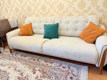 продажа дивана бу: Диван, Б/у, Раскладной, Без подьемного механизма, Велюровая ткань, Нет доставки — 2