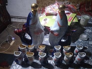 cekmeceli plastik sandıqlar: Porcelan “balıq” dizaynlı qrafin və stəkan dəsti - Material — 5