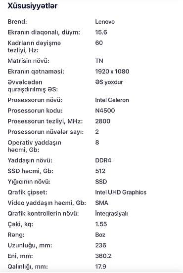 Lenovo: Lenovo IdeaPad 3 15ITL6 noutbuku - 15.6" displey, nazik çərçivə - Tam — 6