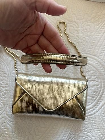 sep qizil: Qızılı rəngdə zəncirli mini çanta - Material: metalik qızılı — 1