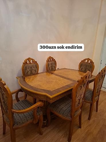Qonaq otağı üçün, Açılmayan, Dördbucaq masa, 6 stul