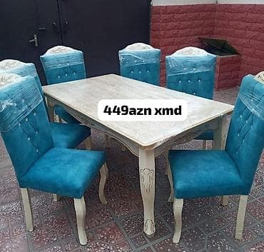 Mətbəx üçün, Açılmayan, Dördbucaq masa, 6 stul