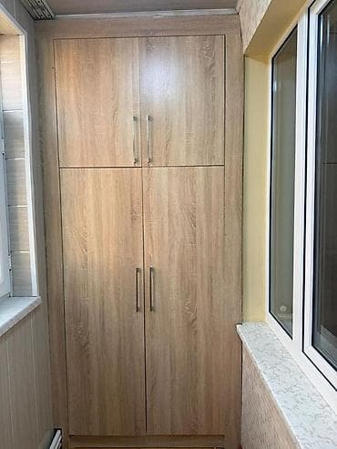 Balkon üçün kompakt dolab - Material: ağac teksturalı laminat/MDF -