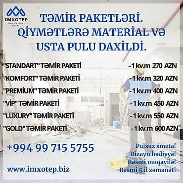 мопед ремонт: HƏR BÜDCƏYƏ UYĞUN TƏMİR PAKETLƏRİ "İmxotep" mmc təmir ve tikinti — 1