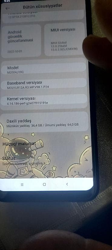 sadə telfon: Redmi 9, 64 GB, rəng - Qara, Barmaq izi — 5