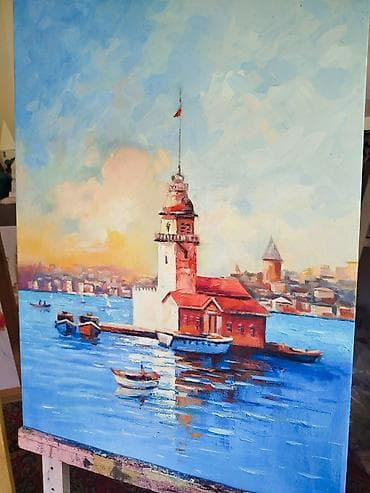 ucuz pərdələr: Yağlı boya tablo – Qız Qalası və Boğaz mənzərəsi - Texnika: kətan — 1