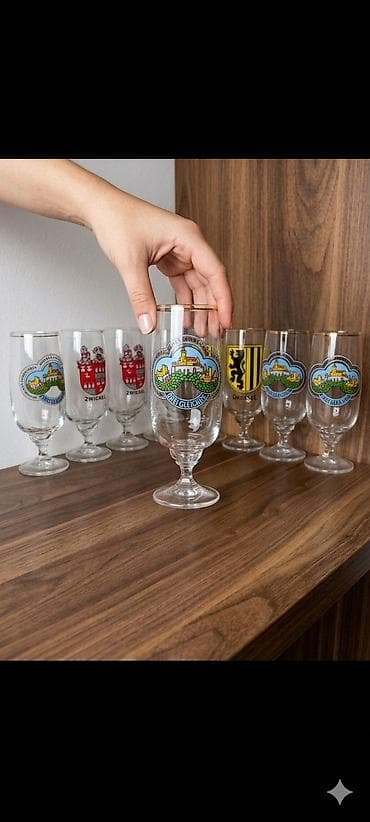 Qədəhlər, rəng - Göy, Şüşə, 8 ədədli dəst, 250 ml, Çexiya