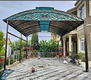 giris qapi: Dekorativ dəmir konstruksiyalı naves və qaraj üstü örtüklərin — 3