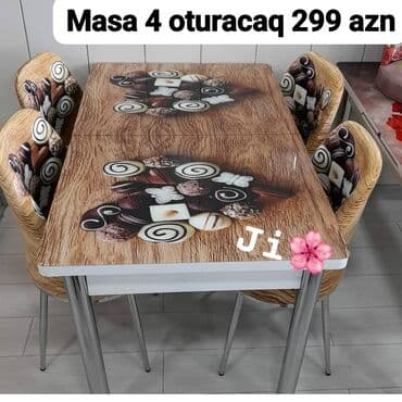 açılan masalar: Mətbəx üçün, Yeni, Açılan, Dördbucaq masa, 4 stul — 2
