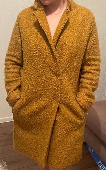 палто: Xardal rəngli qadın palto - Material: bouclé/tekstuurlu parça, yumşaq — 1