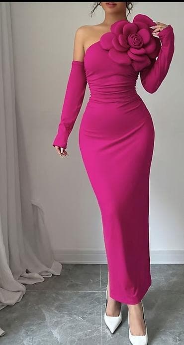 düz don modelləri: Məhsul: Birqol uzun, asimmetrik kəsimli axşam/ziyafət donu - Rəng — 1