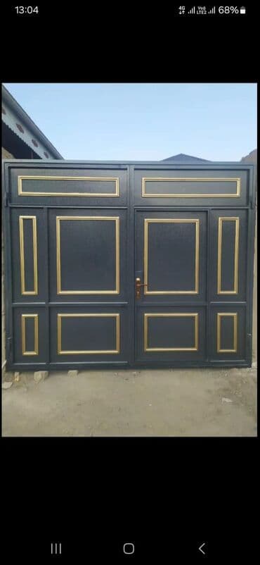 жер тошок: Железо Дворовые ворота, Распашные, 3 м, Механические, С дверью, цвет - Голубой, Нет кредита, Платная установка, Платная доставка — 41