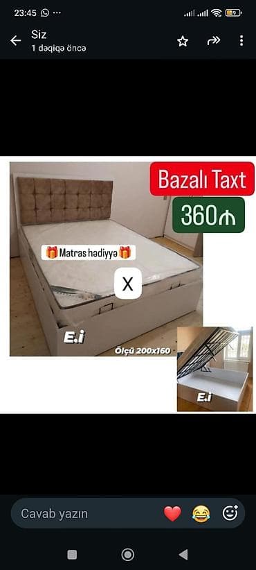 sunger: Bazalı taxt – ölçü 200x160 sm. - Rəng: açıq (ağ/bej tonlarında) — 1