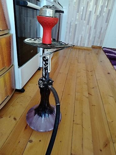 Nərgilə dəsti - Material: şüşə kolba, metal gövdə, silikon şlanq