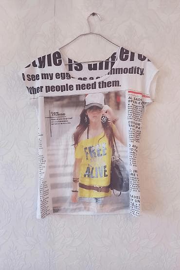 Qadın T-shirt alinib geynilmeyibdir, yendir demek olar. birden cox