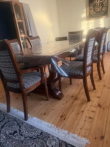 ceyran peci islenmis: Qonaq otağı üçün, Açılmayan, Dördbucaq masa, 6 stul — 1