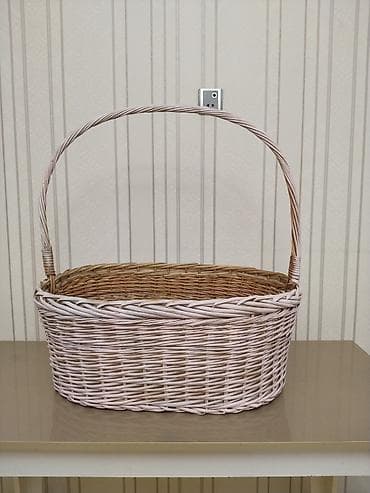 dekorativ gullər: Təbii söyüd çubuğundan əl ilə hörülmüş səbət - Forma: oval - Rəng — 3